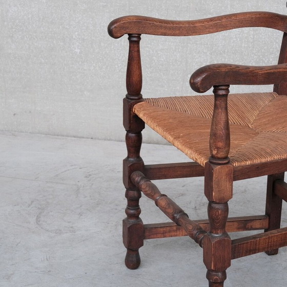 Image 1 of Paire de fauteuils vintage en chêne et jonc, France 1950