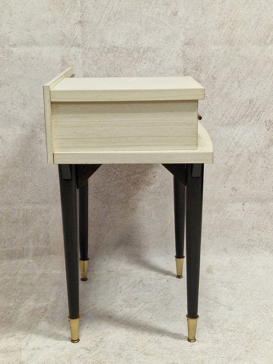 Image 1 of Chevet Vintage En Formica Noir Et Blanc