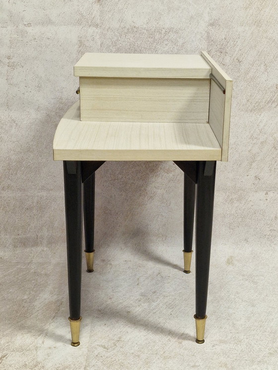 Image 1 of Chevet Vintage En Formica Noir Et Blanc
