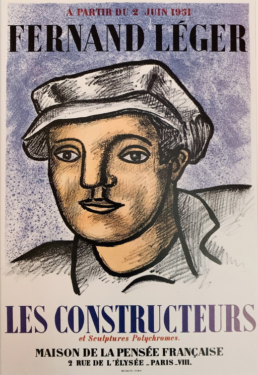 Fernand Leger : Lithographie offset en couleurs autorisée, Affiche d'exposition 1959, Rare !