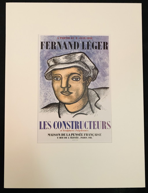 Fernand Leger : Lithographie offset en couleurs autorisée, Affiche d'exposition 1959, Rare !