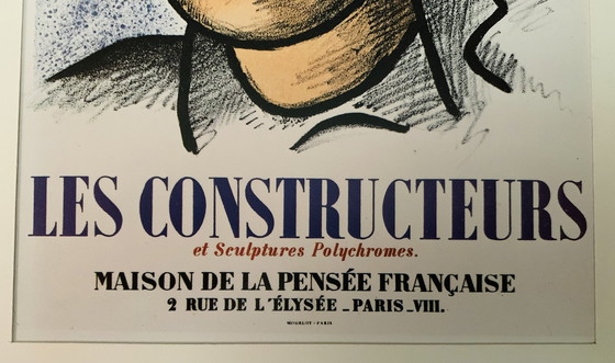 Image 1 of Fernand Leger : Lithographie offset en couleurs autorisée, Affiche d'exposition 1959, Rare !