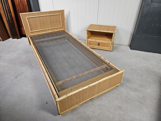 Image 1 of Lit italien vintage, rotin bambou