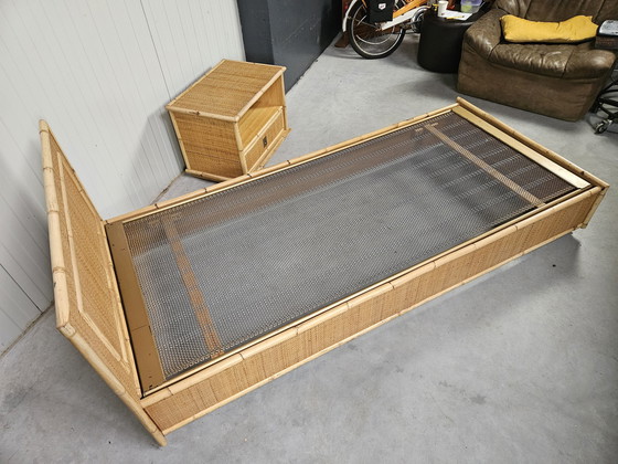 Image 1 of Lit italien vintage, rotin bambou