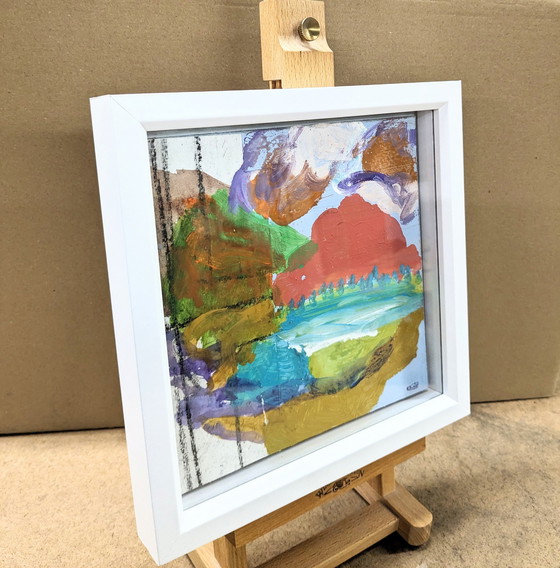 Image 1 of Peinture abstraite de paysage marin Côte jurassique Nigel Waters Original signé encadré