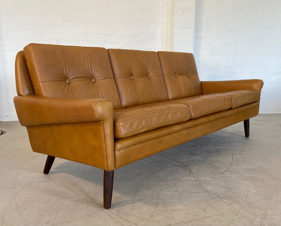 Image 1 of Vintage Danish Retro Svend Skipper 3 Person Sofa In Light Cognac Leather