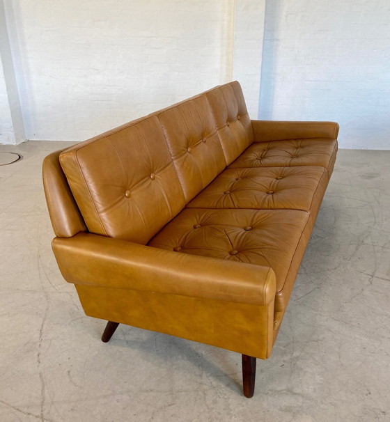 Image 1 of Vintage Danish Retro Svend Skipper 3 Person Sofa In Light Cognac Leather