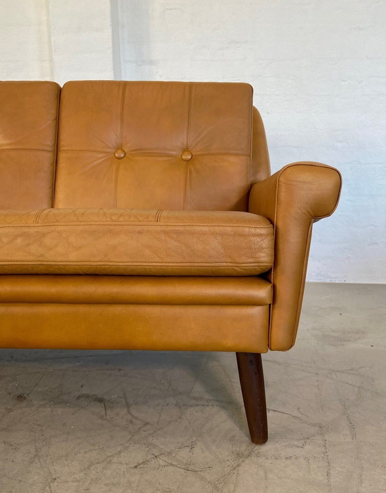 Image 1 of Vintage Danish Retro Svend Skipper 3 Person Sofa In Light Cognac Leather