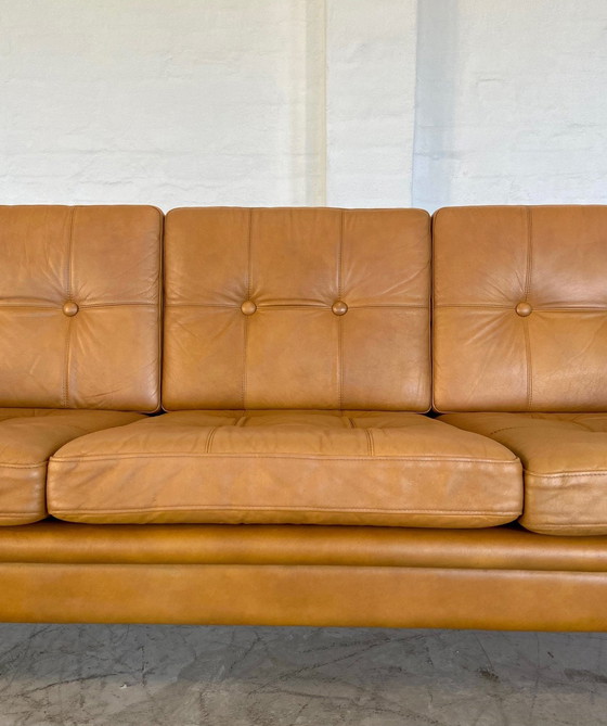 Image 1 of Vintage Danish Retro Svend Skipper 3 Person Sofa In Light Cognac Leather
