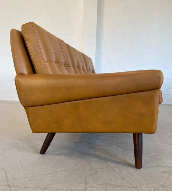 Image 1 of Vintage Danish Retro Svend Skipper 3 Person Sofa In Light Cognac Leather