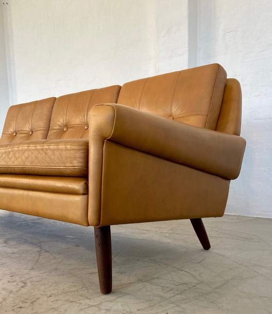 Image 1 of Vintage Danish Retro Svend Skipper 3 Person Sofa In Light Cognac Leather