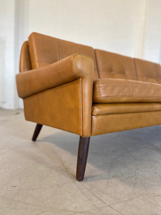 Image 1 of Vintage Danish Retro Svend Skipper 3 Person Sofa In Light Cognac Leather