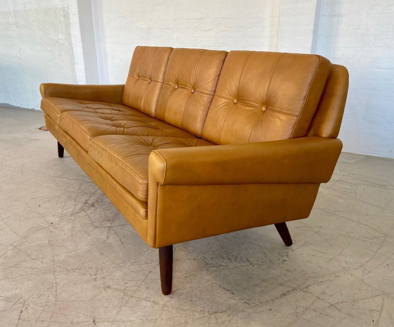 Image 1 of Vintage Danish Retro Svend Skipper 3 Person Sofa In Light Cognac Leather