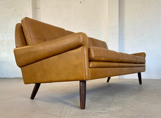 Image 1 of Vintage Danish Retro Svend Skipper 3 Person Sofa In Light Cognac Leather