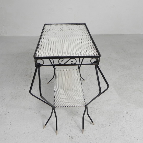 Image 1 of Table d'appoint vintage sculpturale en acier (style Mategot), années 1950