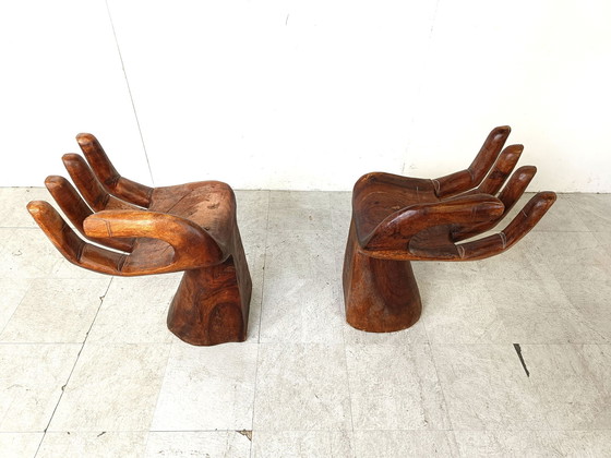 Image 1 of 2x Chaises vintage en teck façonnées à la main, 1970