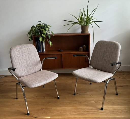 2x chaises à châssis tubulaire De Gebroeders De Wit