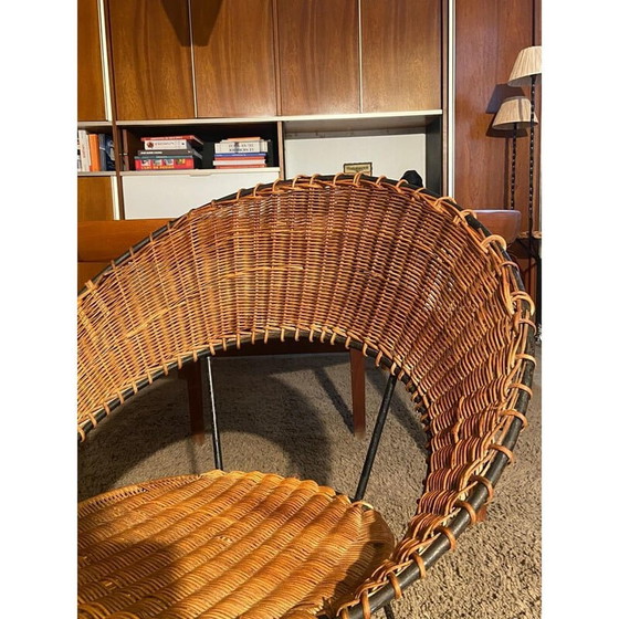 Image 1 of Ensemble de salon vintage en osier par Raoul Guys, 1950