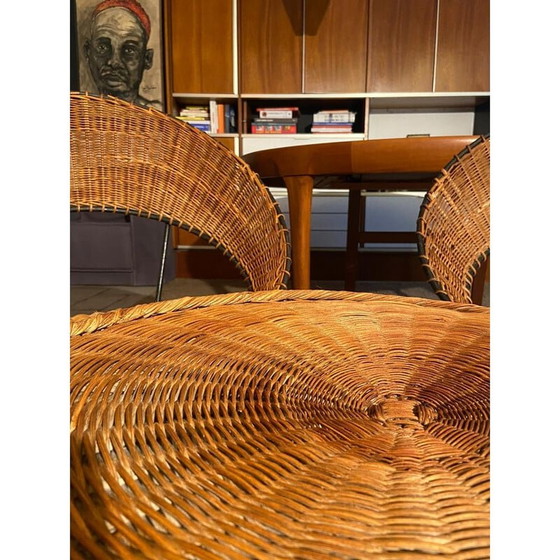 Image 1 of Ensemble de salon vintage en osier par Raoul Guys, 1950