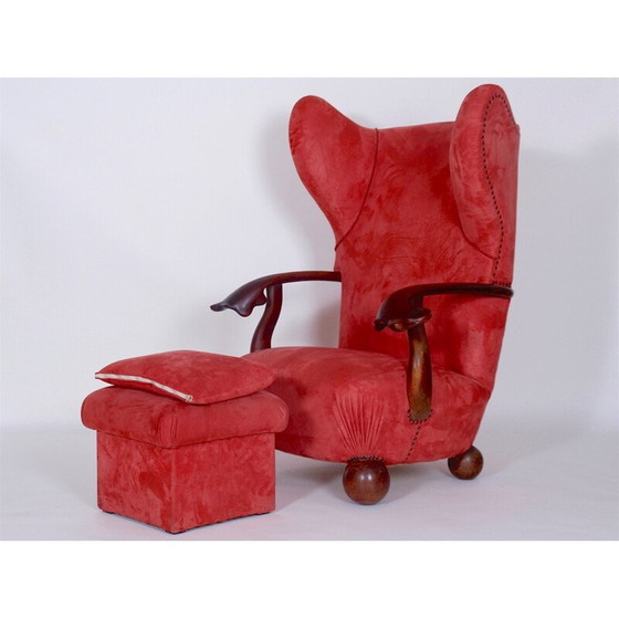 Image 1 of Extraordinaire fauteuil rouge vintage - années 1930