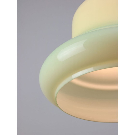 Image 1 of Lampe suspendue vintage en laiton et verre vert, Italie 1960