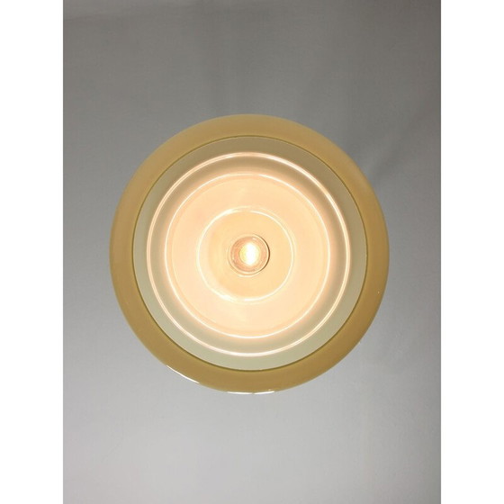 Image 1 of Lampe suspendue vintage en laiton et verre vert, Italie 1960