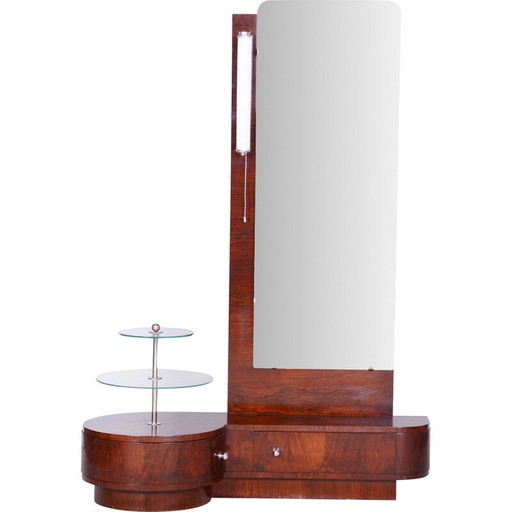 Miroir de coiffeuse vintage Art Déco en noyer par Jindřich Halabala pour UP Zavody, Tchécoslovaquie 1920