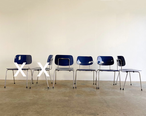 4X Ahrend Fks Revolt Chair Blue By Friso Kramer