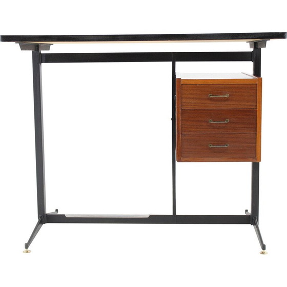 Image 1 of Bureau vintage en placage d'acajou, Italie 1970