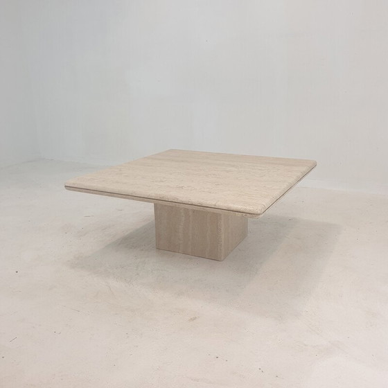 Image 1 of Table basse italienne vintage en travertin, 1980