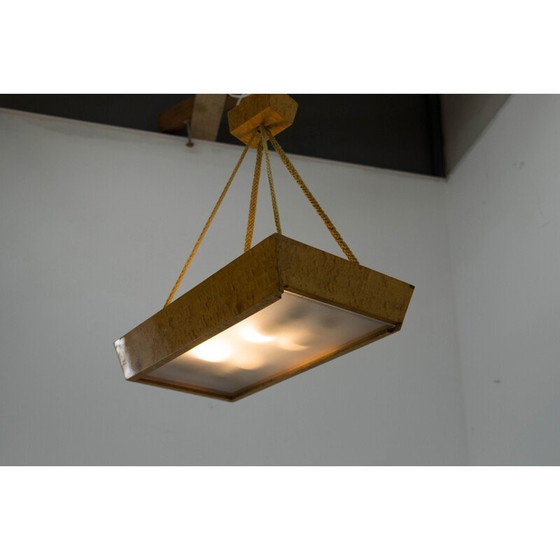 Image 1 of Lustre en bois et verre du milieu du siècle par Krasna Jizba, années 1950