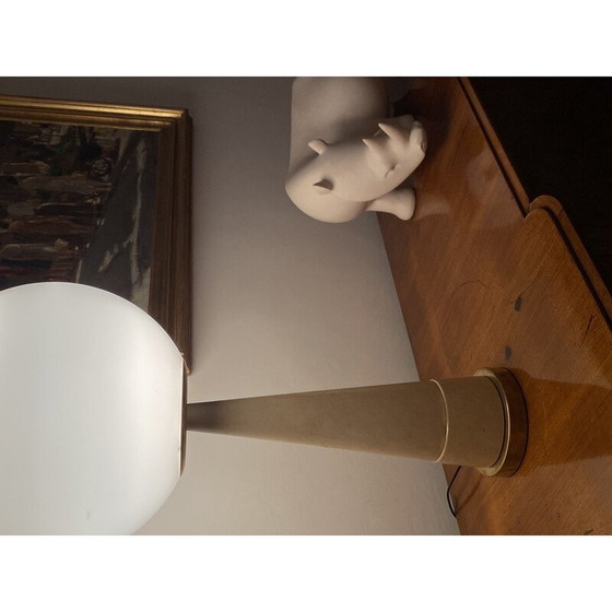 Image 1 of Lampe de table conique en parchemin et laiton, France 1960