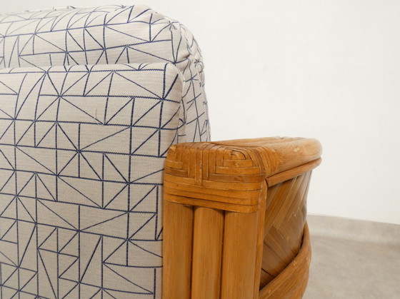 Image 1 of Ensemble de 2 fauteuils en bambou et rotin avec tissu graphique