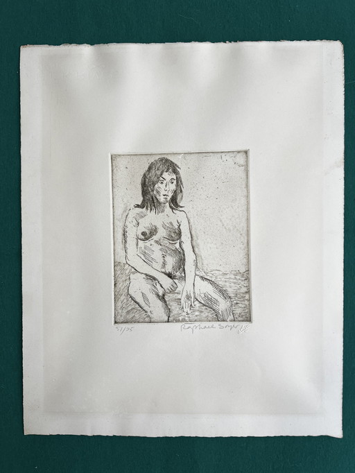 Raphael Soyer, Russie, New York, Gravure signée et numérotée, Nu féminin de 1984