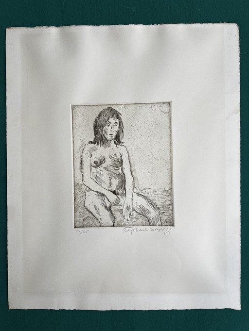 Raphael Soyer, Russie, New York, Gravure signée et numérotée, Nu féminin de 1984