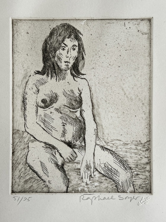 Image 1 of Raphael Soyer, Russie, New York, Gravure signée et numérotée, Nu féminin de 1984