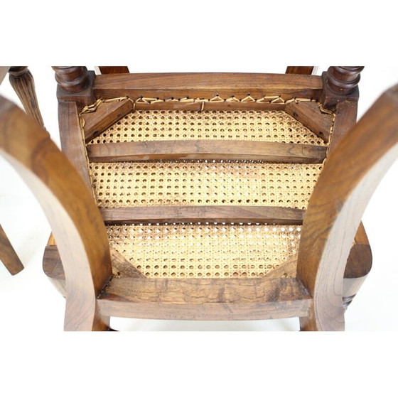 Image 1 of Ensemble de 4 chaises de salle à manger vintage en bois massif, Tchécoslovaquie années 1950