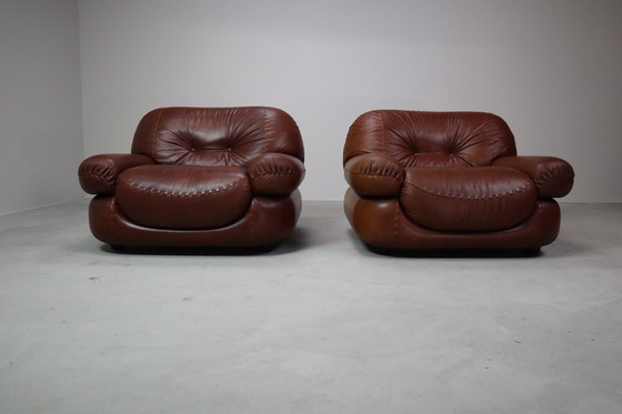 Image 1 of Fauteuils en cuir Sapporo par Mobil Girgi, Italie 1970's