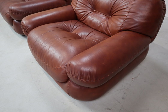 Image 1 of Fauteuils en cuir Sapporo par Mobil Girgi, Italie 1970's