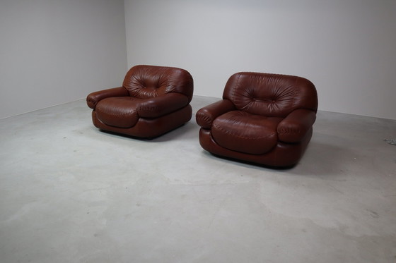 Image 1 of Fauteuils en cuir Sapporo par Mobil Girgi, Italie 1970's