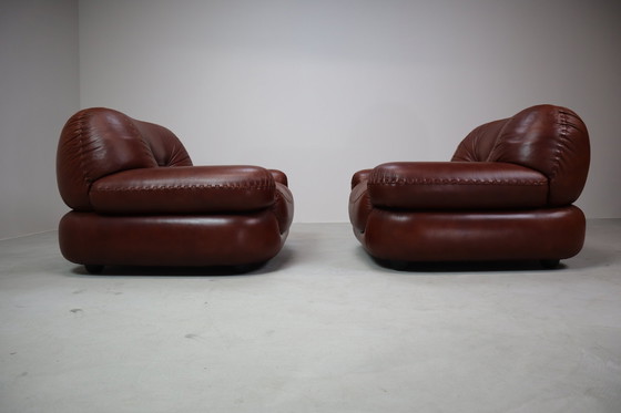 Image 1 of Fauteuils en cuir Sapporo par Mobil Girgi, Italie 1970's