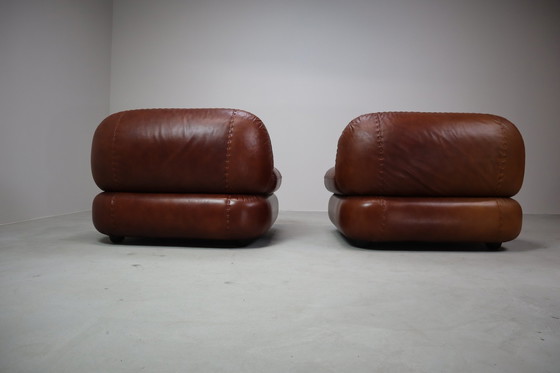 Image 1 of Fauteuils en cuir Sapporo par Mobil Girgi, Italie 1970's
