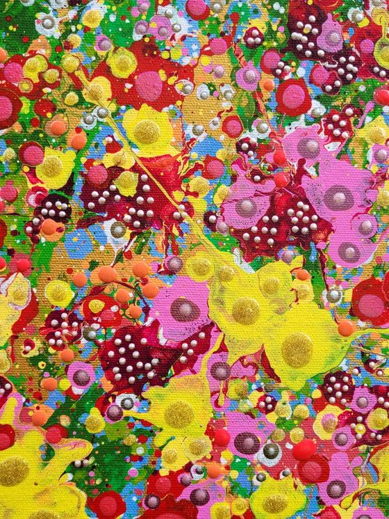 Image 1 of Peinture abstraite de fleurs sur toile "Flower Festival" par Valentina Pufe