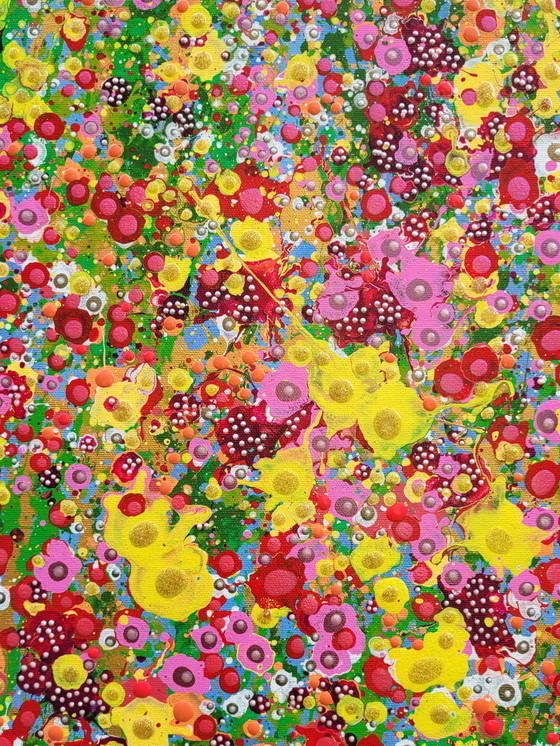 Image 1 of Peinture abstraite de fleurs sur toile "Flower Festival" par Valentina Pufe