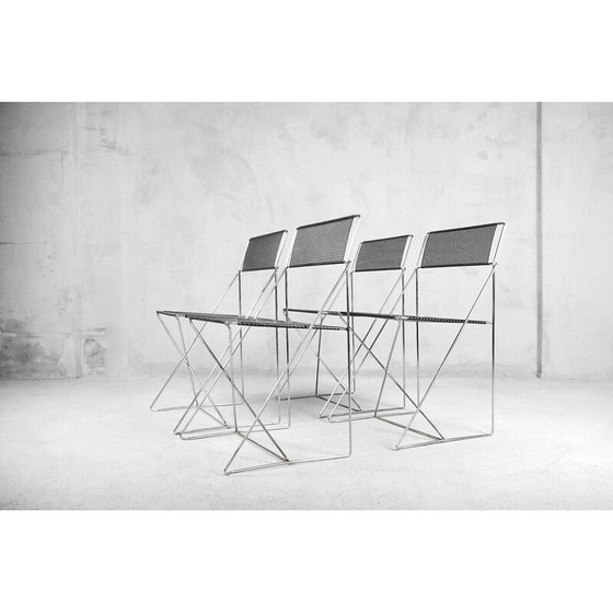 Image 1 of Ensemble de 4 chaises vintage "X-line" en métal par Niels Jørgen Haugesen pour Hybodan, 1977
