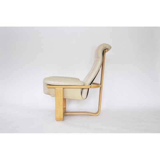 Image 1 of Chaise longue vintage en cuir beige Manta par Ingmar Relling pour Westnofa, Norvège 1970