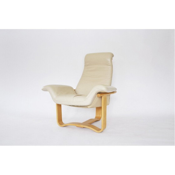 Image 1 of Chaise longue vintage en cuir beige Manta par Ingmar Relling pour Westnofa, Norvège 1970