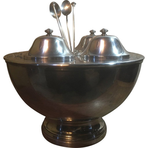 Présentoir à glace vintage en métal argenté, années 1980