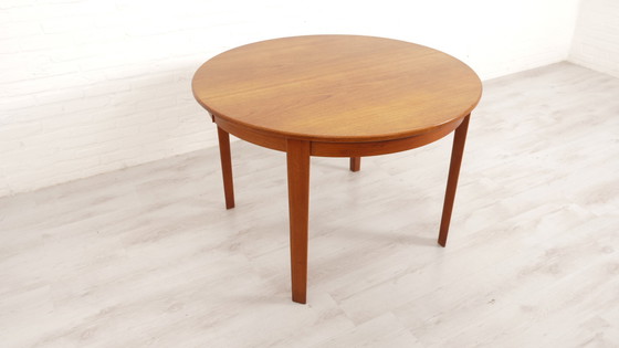 Image 1 of Table à manger ronde vintage | Teck | Extensible | 110 Cm