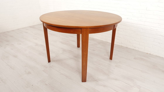 Image 1 of Table à manger ronde vintage | Teck | Extensible | 110 Cm
